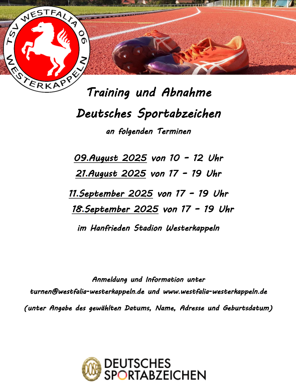 Neue Sportabzeichentermine für August und September 2025