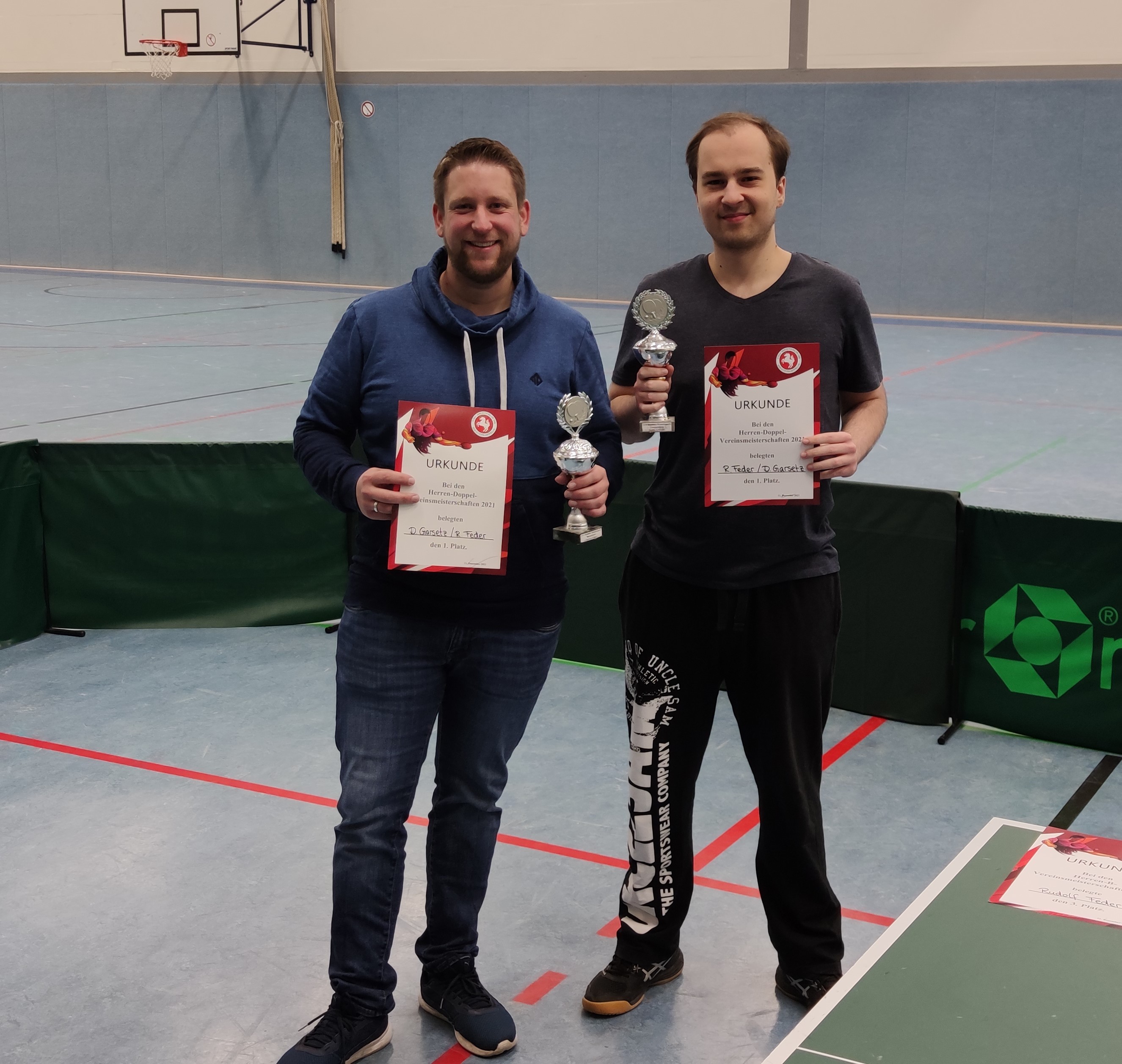 erstmals Doppel-Vereinsmeister: Daniel Garsetz und Rudolf Feder.