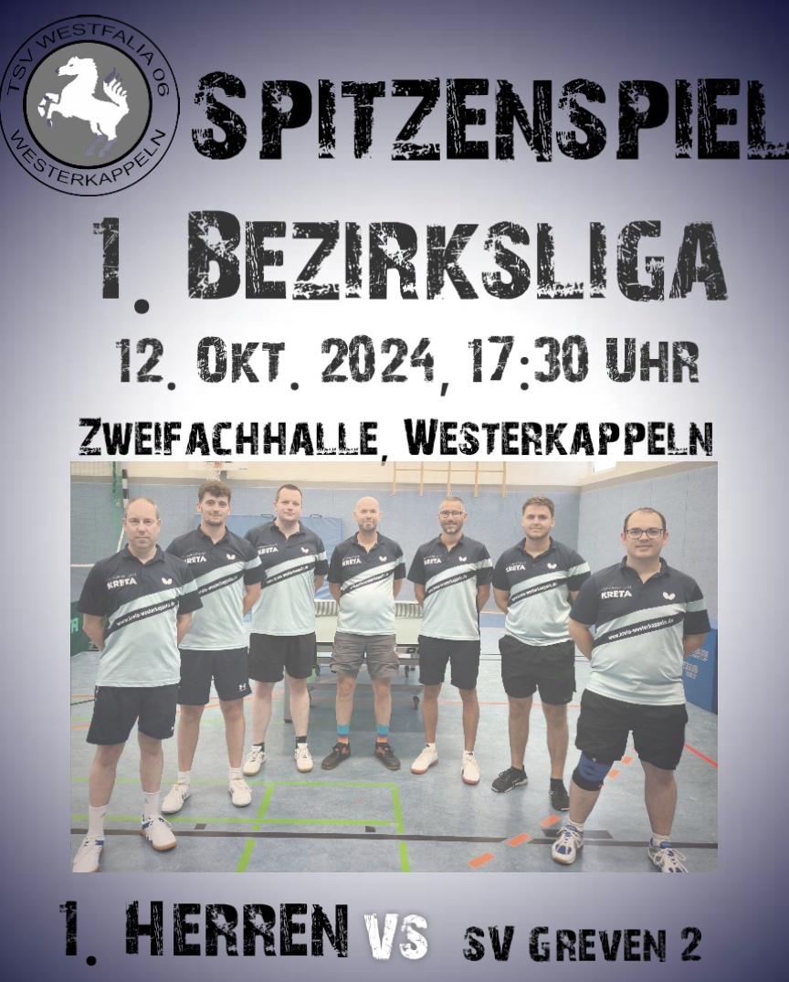 TT: Nach dem Spitzenspiel ist vor dem Spitzenspiel – 1. Herren hat Greven 2 zu Gast