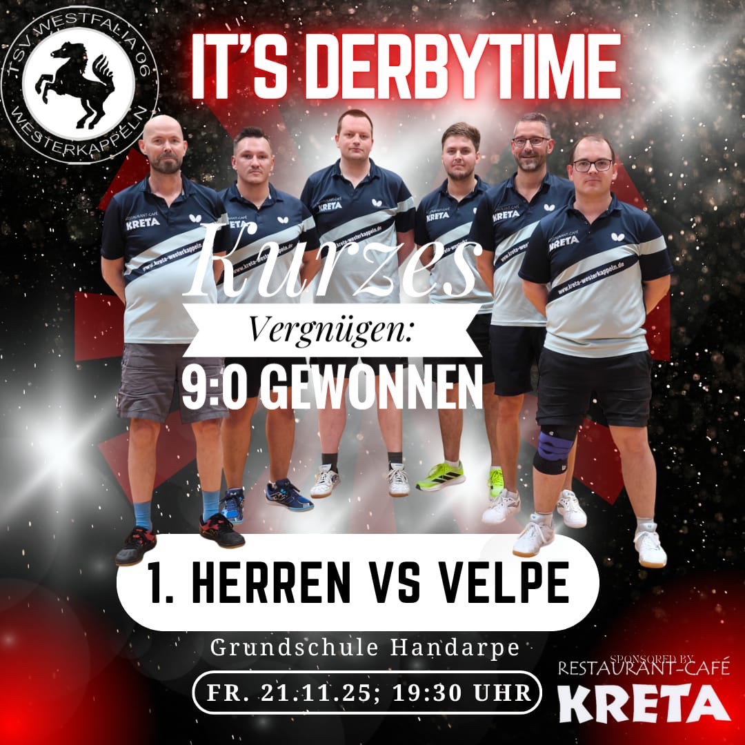 TT: Derbysieg in Velpe mit 9:0