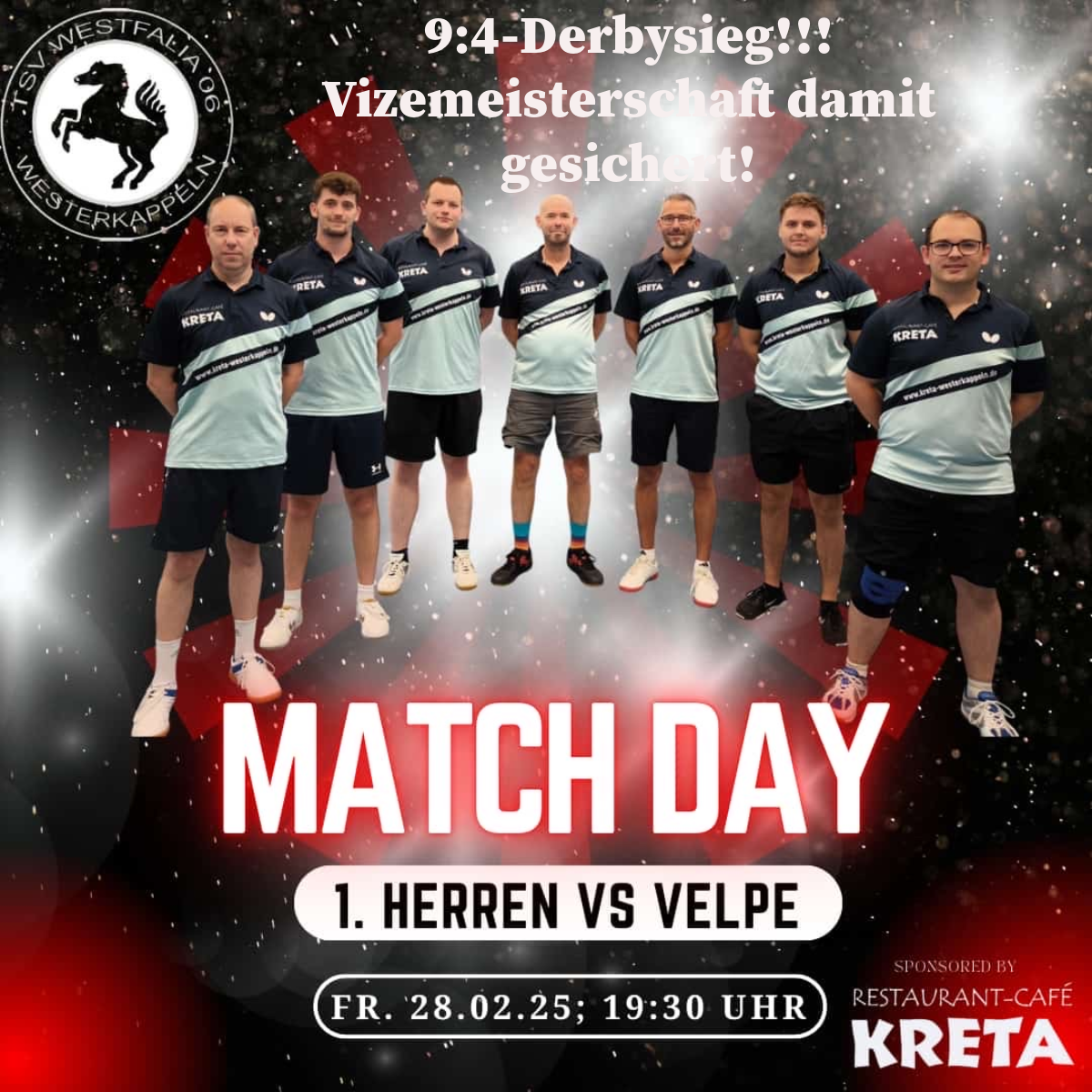 TT: Derbysieger 9:4 gegen Velpe