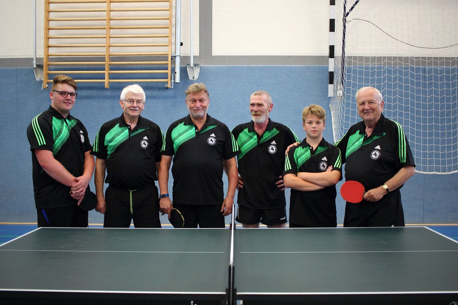 v. l.: Veith Peters, Peter Goddäus, Carsten Kroog, August Keidel, Jermain Woyciechowski, Siegfried Piecha; es fehlen: Peter Janik, Felix Kodde, Tobias Kastner, Leon Walter